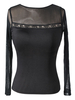 Faschingskostüm Latin Dance Kostüm Schwarz Damen Top Semi Sheer Dancing Kostüm
