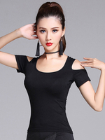 Faschingskostüm Latin Dance Kostüm Schwarz Kurzarm kalte Schulter Latin Dance Top