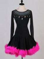 Faschingskostüm Latin Dance Kostüm schwarz Strass pelzigen Latin Tänzer tanzen Kostüm