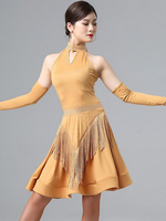 Faschingskostüm Latin Dance Kostüm Strass Fransen Perle Lycra Spandex Kleid Tanzabnutzung