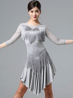 Faschingskostüm Latin Dance Kostüm Strass Fransen Rüschen Kleid Tanz Kostüm