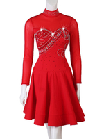 Faschingskostüm Latin Dance Kostüm Strass Stehkragen Rot Latin Dancer Dancing Costume