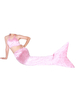 Faschingskostüm Leichte rosa samt Schwanz Mermaid Tier Zentai