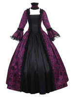 Faschingskostüm Lila Retro Kostüme Spitze Rüschen Blumendruck Marie Antoinette Kostüm Kleid Barock Kostüm aus dem 18. Jahrhundert Karneval Kostüm Karneval Kostüm