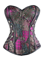 Faschingskostüm Lila Steampunk Korsett Metallic Kette Jacquard Retro Bustier für Frauen