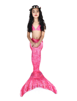Faschingskostüm Meerjungfrau Kostüm Kinder Hot Pink Fischschwanz Badeanzüge 2 Stück Set Faschingskostüme