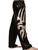 Faschingskostüm Metallic Ringen Hose mit Print in Silber und Schwarz