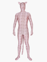 Faschingskostüm Metallic-Zentai Overall mit Leopardenmuster