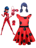 Faschingskostüm Miraculous Ladybug Marinette Red Cosplay-Kostüm-Ausstattung für Kinder