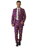 Faschingskostüm Männer Craze Anzug 1970er Jahre Retro Kostüme Kürbis Print Anzug Faschingskostüm Karneval Kostüm