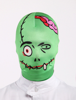 Faschingskostüm Monster Zentai Haube in Grün