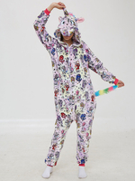 Faschingskostüm Onesie Kigurumi Pyjamas Print Einhorn Flanell Jumpsuit Kigurumi Kostüme Karneval Kostüm