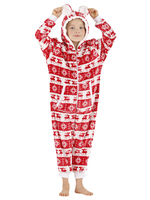 Faschingskostüm Onesie Pyjamas Kigurumi Weihnachtsdruck Kid Flanell Jumpsuit Karneval Kostüm