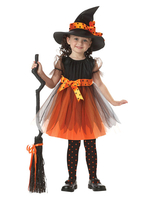 Faschingskostüm Orange Halloween Hexe Kostüm für Kinder