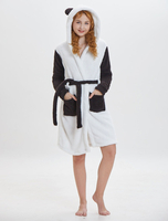 Faschingskostüm Panda Kigurumi Onesie Pyjamas Flanell Erwachsene weiße Overalls mit Kapuze Sash Robe Unisex Tier Nachtwäsche Karneval Kostüm
