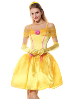 Faschingskostüm Prinzessin Kostüm Set für Karneval in Gelb Karneval Kostüm