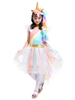 Faschingskostüm Regenbogen-EInhorn-Kleid 2021 Mädchen PrInzessIn Tutu Kostüm Stirnband Flügel KInd Halloween-Kostüm Karneval Kostüm Karneval Kostüm