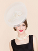 Faschingskostüm Retro Fascinator Hut Karneval Kostüm Zubehör Weiß Vintage Damen Leinen Royal Headpieces Karneval Kostüm
