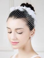 Faschingskostüm Retro-Fascinator Seide Blume weißer Spitze Schleier Flapper Kopfstück Damenhut