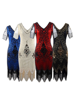 Faschingskostüm Retro Flapper Kleider Pailletten 1920er Jahre Great Gatsby Kostüm Damen Vintage Kostüme