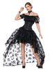 Faschingskostüm Retro Karneval Kostüm Frauen Schwarz Kurzarm Top Taille Trainer Korsett Und Hoher Niedriger Rock Karneval Kostüm