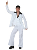 Faschingskostüm Retro Kostüm Disco 1970er Jahre Karneval Männer White Outfit Weste Jacke Hosen Gürtel 4 Stück Karneval Kostüm