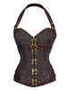 Faschingskostüm Retro Steampunk Korsett Rivet Metallic Buckle Halter Brown Vintage Kleidung für Frauen Karneval Kostüm