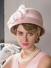 Faschingskostüm Retro Wolle Cloche Hat Organza Bögen Filzhut Frauen Rosa Royal Headpieces Karneval Kostüm
