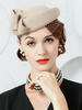 Faschingskostüm Retro Wolle Hut Frauen Light Tan Cap mit Schleier Vintage Kostüm Zubehör Karneval Kostüm