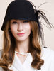 Faschingskostüm Retro Wolle Hut Karneval Frauen schwarz Vintage Federn Cloche Hut Royal Haarschmuck Karneval Kostüm