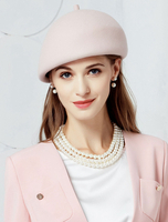 Faschingskostüm Retro Wolle Hut Rosa Frauen Vintage Cap Headpieces Royal Filzhut Karneval Kostüm