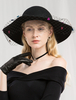 Faschingskostüm Retro Wollhut Damen Schwarz Floppy Hat Royal Vintage Headpieces Karneval Kostüm