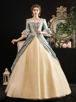 Faschingskostüm Rokoko Retro Kostüme Frauen Blumendruck Marie Antoinette Kostüm Maskerade Ballkleid Kleid