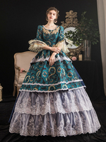 Faschingskostüm Rokoko Retro Kostüme Frauen Spitze Rüschen Jacquard Marie Antoinette Kostüm Maskerade Ballkleid