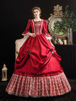 Faschingskostüm Rote viktorianische Retro-Kostüme Marie Antoinette Kostüm Kleid Vintage Kleidung