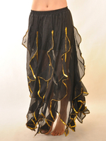 Faschingskostüm Schicker Bauchtanz Rock aus Chiffon mit unregelmäßigem Saum in Schwarz