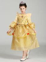 Faschingskostüm Schönheit und die Biest Disney Prinzessin Bell Karneval Kinder Kostüm Tulle Golden Dress Faschingskostüme