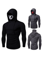 Faschingskostüm Schwarz T Shirt 2020 Herren Schädel Gedruckt Maske Mit Kapuze Reißverschluss Lange Ärmel T Shirt