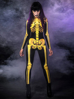 Faschingskostüm Skelett Overall Glod Zentai Karneval Kostüm Outfit