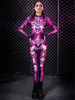 Faschingskostüm Skelett Zentai Pink Karneval Kostüm Outfit