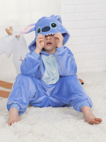 Faschingskostüm Stich Onesie Kigurumi Pyjamas Blauer Flanell Für Kinder Winter Nachtwäsche Maskottchen Tier Faschingskostüm