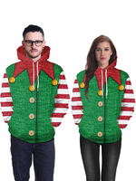 Faschingskostüm Ugly Christmas Sweater Weihnachtspullover Karneval Hässlicher Weihnachtsstrickjacke-Druck-lange Hülsen-Hoodie-Oberseite Karneval Kostüm