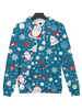Faschingskostüm Ugly Christmas Sweater Weihnachtspullover Karneval Unisex Weihnachten Hoodie Teal Christmas Print Langarm Urlaub Kostüme Karneval Kostüm