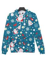 Faschingskostüm Ugly Christmas Sweater Weihnachtspullover Karneval Unisex Weihnachten Hoodie Teal Christmas Print Langarm Urlaub Kostüme Karneval Kostüm