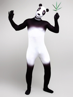 Faschingskostüm Unisex Pandabär Zentai aus Elastan in Weiß und Schwarz