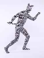 Faschingskostüm Unisex Zentai aus Elastan mit Zebra Streifen