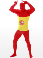 Faschingskostüm Unisex Zentai Suit aus Lycra Spandex in Rot und Gelb