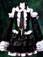 Faschingskostüm Vocaloid Hatsune Miku Karneval Cosplay Dienstmädchen Kleid in Schwarz Karneval Kostüm