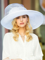 Faschingskostüm Weißer Fascinator Hut-Weinlese-königlicher breiter Rand blüht Kopfschmuck-Retro- Haar-Zusätze Karneval Kostüm Karneval Kostüm