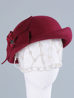 Faschingskostüm Wollmütze Retro Frauen Burgund Filz Royal Vintage Kopfschmuck Karneval Kostüm Karneval Kostüm